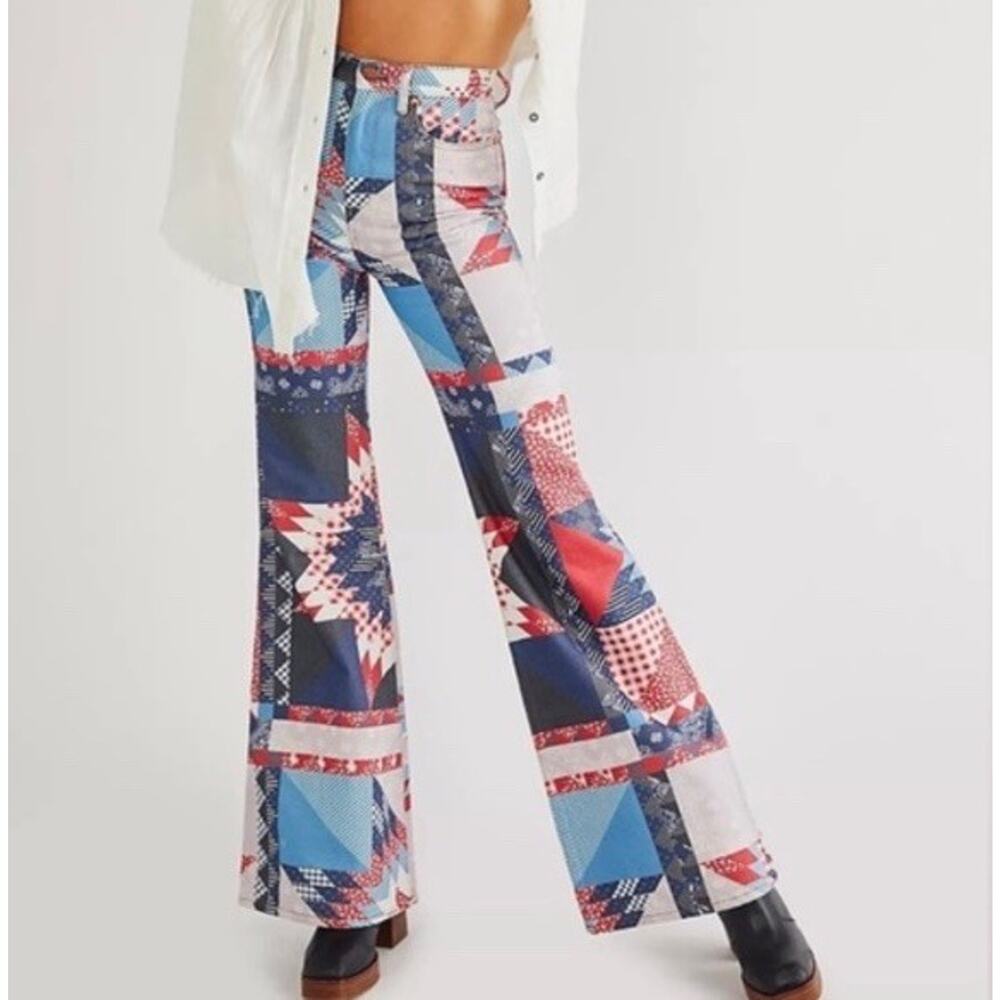 Wrangler Free People Heritage Wanderer Flare Jeans Patchwork Womens Size 25